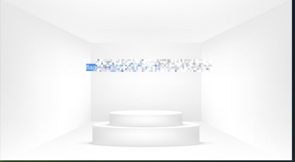 The same blank white room as before, now with a flag (that has been censored)
