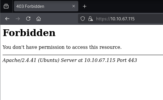 A forbidden http page. Showing the words ‘Forbidden’ in bold text. Underneath this is the text ‘You don’t have permission to access this resource’
