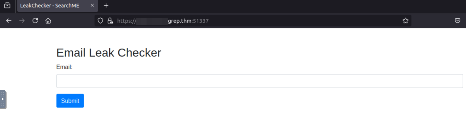 A webpage with the header ‘Email leak checker’ and an input field.